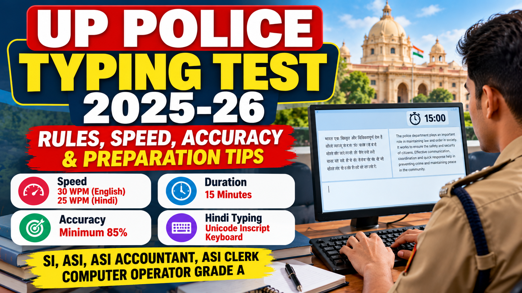 UP Police Typing Test 2025-26: Rules, Speed, Accuracy & Preparation Tips
